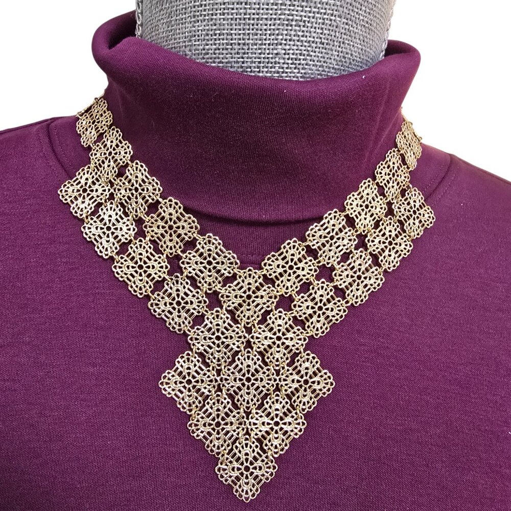 Anthropologie Women's Dark Gold Metal Bromfield Bib Statement Necklace NWT